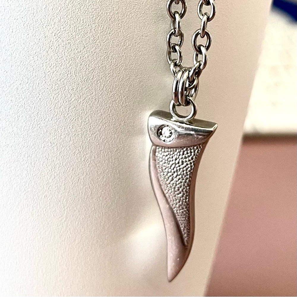 Stainless steel necklace with horn and natural diamond  Italy  Morellato EUC